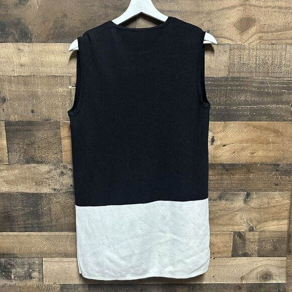Chicos Long Cardigan vest Colorblock Black white Size 0 small - Picture 2 of 8